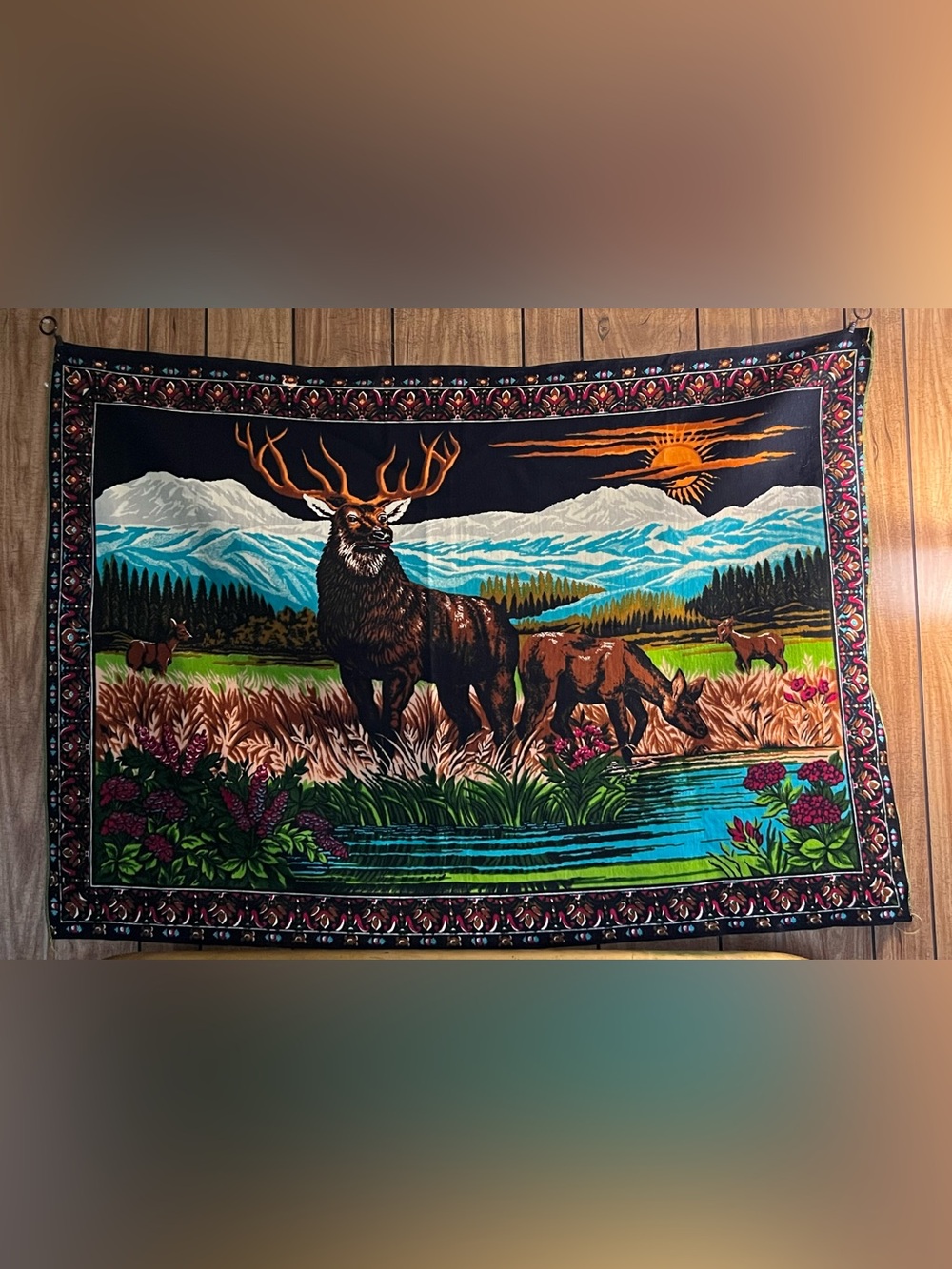Vintage Outdoor Deer in Forest Tapestry - Wildlife Nature Retro 1970s